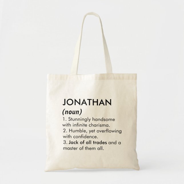 Bolso De Tela Jonathan name, Editable name, Custom name (Frente)