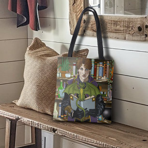 Bolso De Tela Joven Biblioteca de Libros de Fantasía de Brujos D