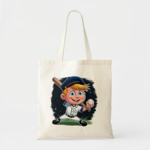 Bolso De Tela Joven Caricatura de Jugador de Béisbol