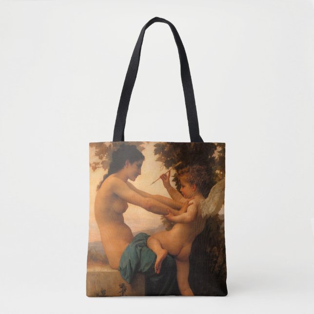 Bolso De Tela Joven defenderse contra Cupido de Bouguereau (Anverso)