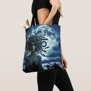 Bolso De Tela Joven Medusa bonita por la Luna y el Océano