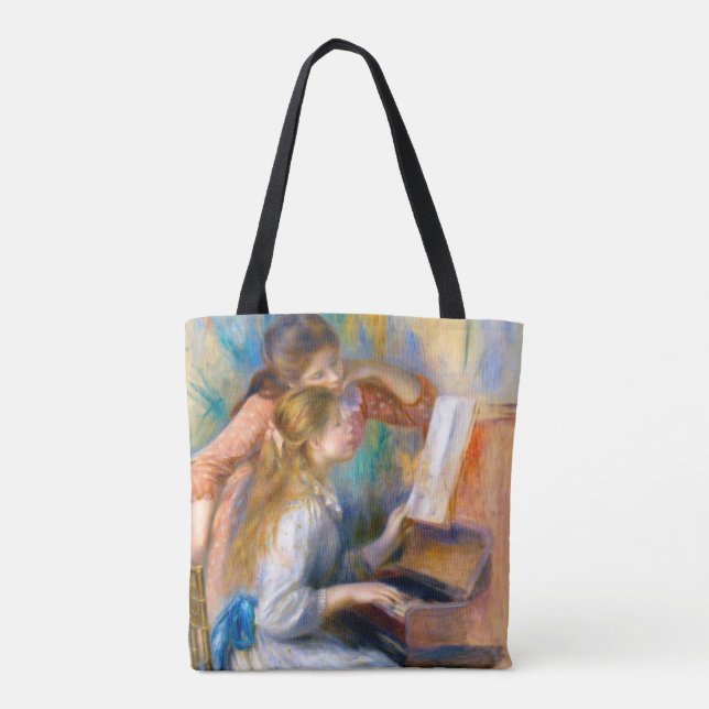 Bolso De Tela Jóvenes Chicas en el piano, Renoir (Reverso)