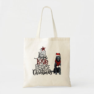 Bolso De Tela Joy Hope Love Peace Christmas Black German Shepher