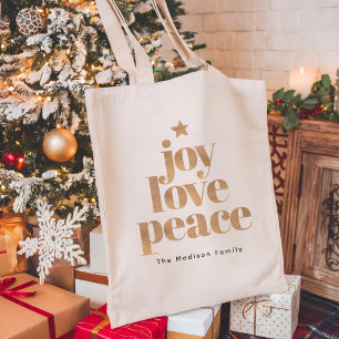 Bolso De Tela Joy Love Peace   Navidades Minimalistas con elegan
