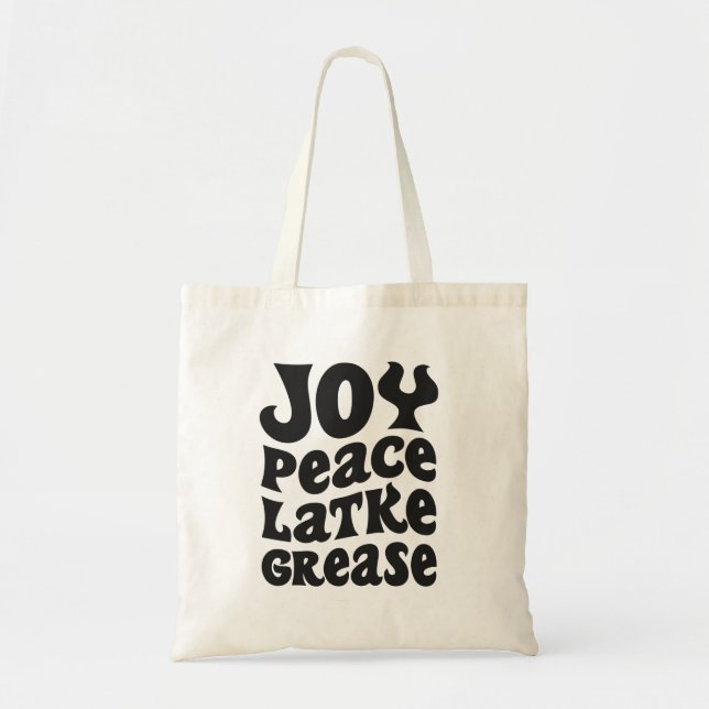 Bolso De Tela Joy Peace Latkes Grasa Grasa Divertido judío Hanuk (Frente)