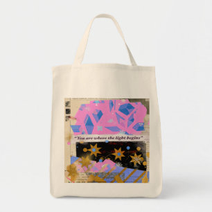 Bolso De Tela Joya de Luz - Serie de Chispas Rosa y Dorado