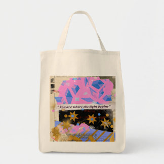 Bolso De Tela Joya de Luz - Serie de Chispas Rosa y Dorado