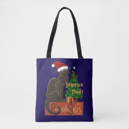 Bolso De Tela Joyeux Noel Le Chat Noir Spoof With Yule Tree