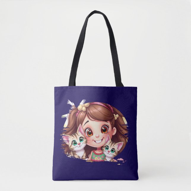 Bolso De Tela Joyful Moments with My Kitties (Anverso)
