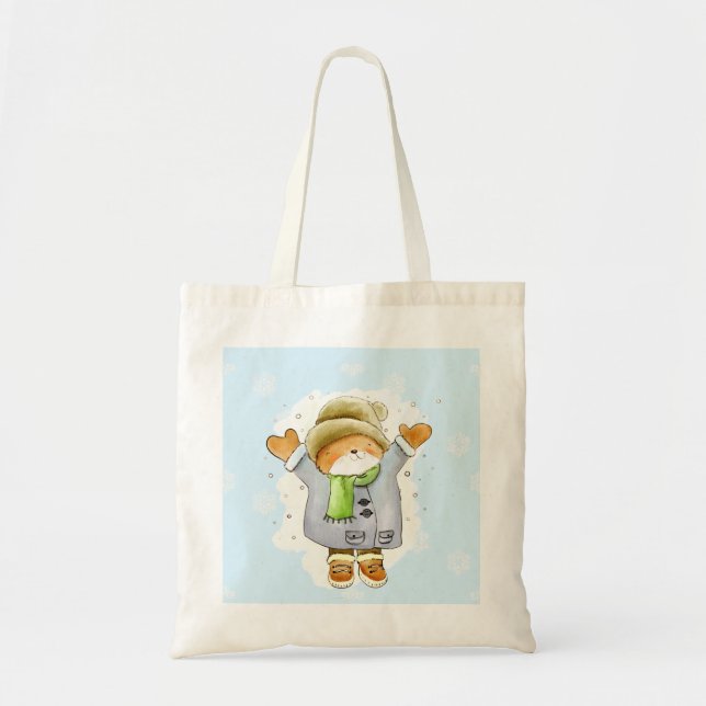 Bolso De Tela Joyous Winter Cat (Frente)