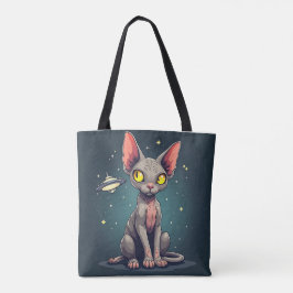 Bolso De Tela Judging Sphynx Cat UFO Space Cartoon Art