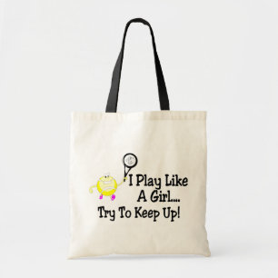 Bolso De Tela Juego a tenis como un intento del chica para