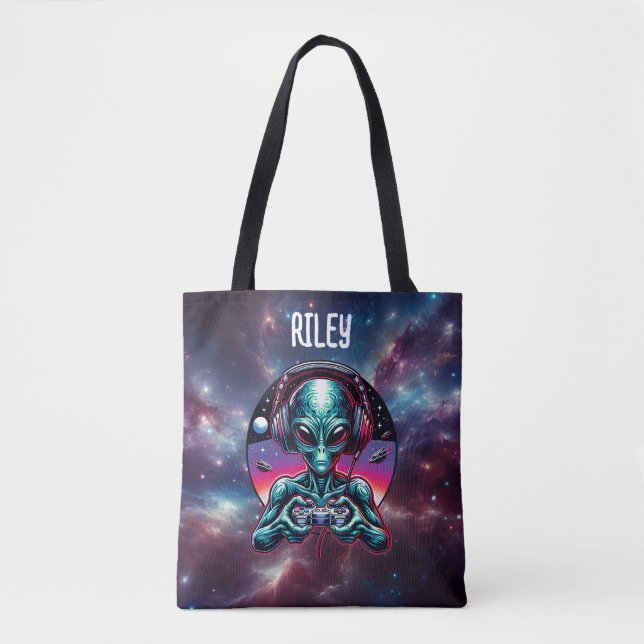 Bolso De Tela Juego Alien Extraterrestres Ser Personalizado (Anverso)
