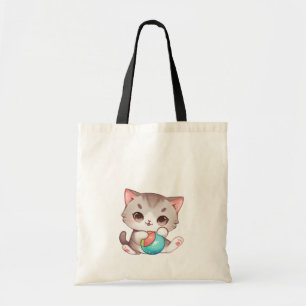 Bolso De Tela Juego de gato rosa gris con bolas