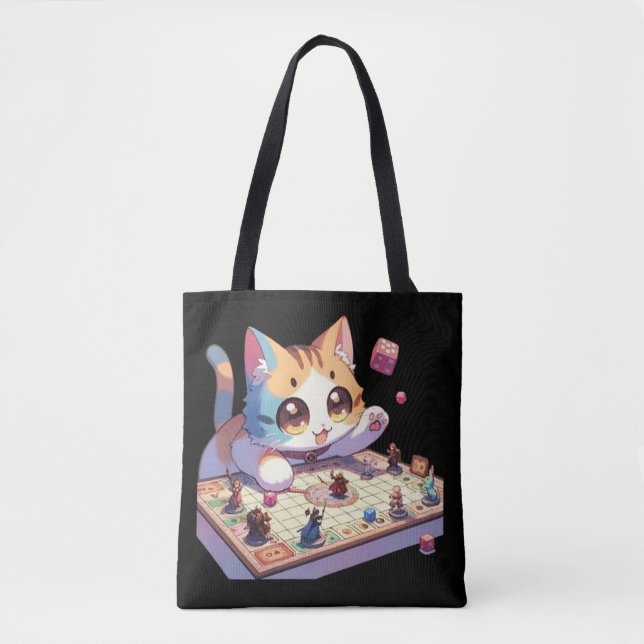 Bolso De Tela Juego de mesa de dados de lanzamiento de gato (Anverso)
