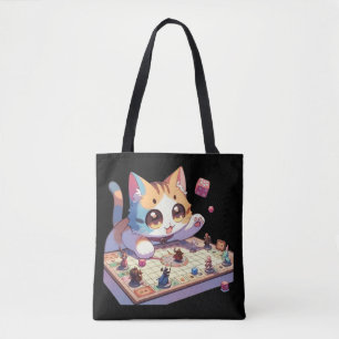 Bolso De Tela Juego de Mesa Gato Lanzando Dados