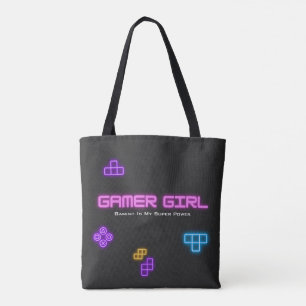 Bolso De Tela Juego en neón rosa, verde, videojugador