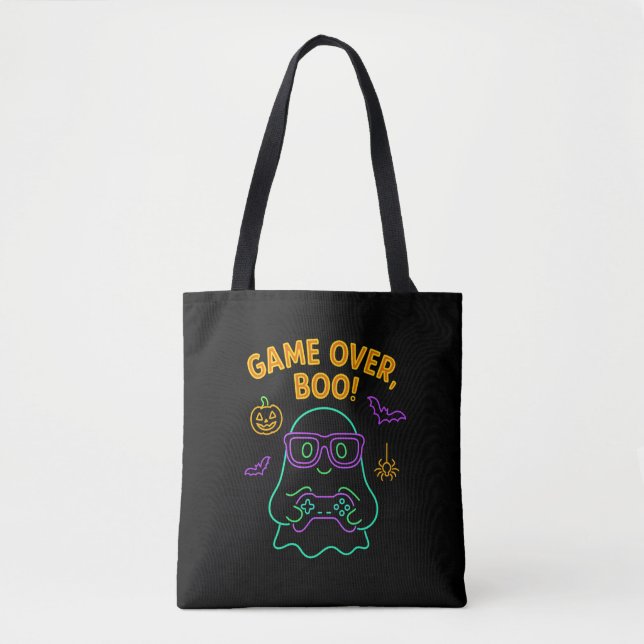 Bolso De Tela Juego sobre Boo Funny Halloween Gamer Ghost (Anverso)