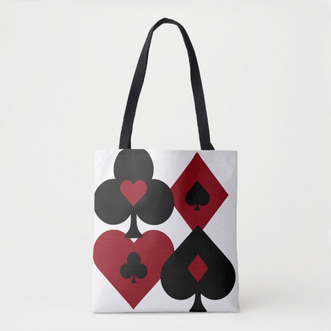 Bolso De Tela Juegos rojos y negros de la baraja del póker (Anverso)