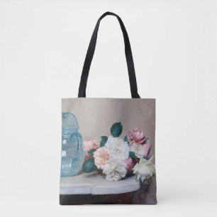 Bolso De Tela Jug de Rosa y vidrio, Henri Fantin-Latour