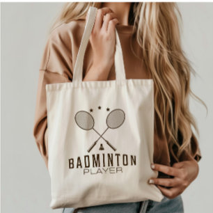 Bolso De Tela Jugador de bádminton con raquetas Minimalista
