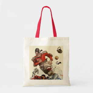 Bolso De Tela Jugador de fútbol americano vintage y mascota bull