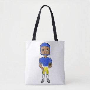 Bolso De Tela jugador de fútbol retro vintage amarillo azul simp