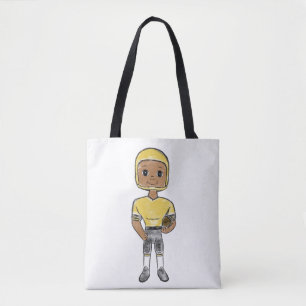 Bolso De Tela jugador de fútbol retro vintage negro amarillo sim