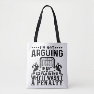 Bolso De Tela Jugador de hockey discute el regalo de un divertid