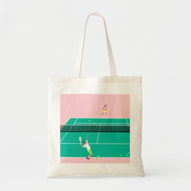 Bolso De Tela Jugador de partido de tenis de arte moderno Pink G (Frente)
