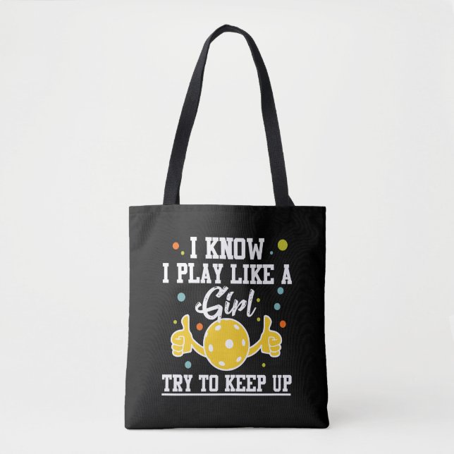 Bolso De Tela Jugador de pelota Chica Deportista Atleta Humor (Anverso)