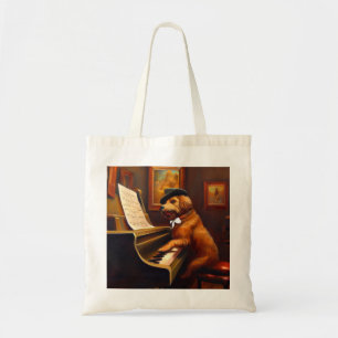 Bolso De Tela Jugador de piano de perro
