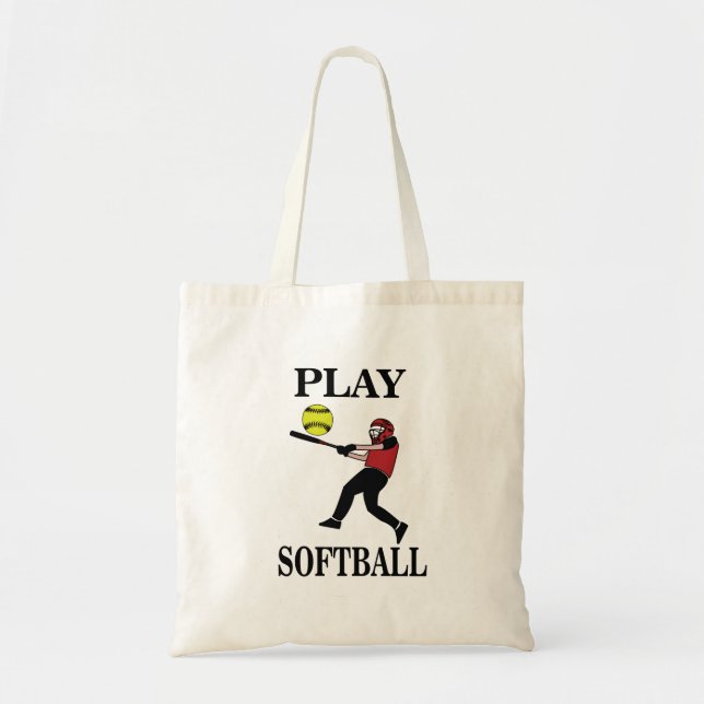 Bolso De Tela Jugador de Softbol Juega a Softball (Frente)