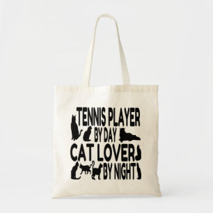 Bolso De Tela Jugador de tenis amante del gato