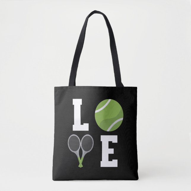 Bolso De Tela Jugador de tenis con bolas y raquetas (Anverso)