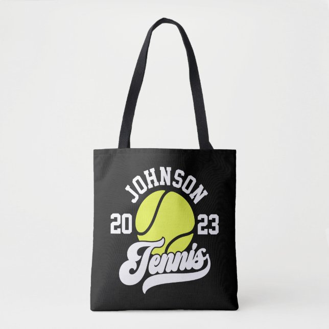 Bolso De Tela Jugador de tenis con nombre personal Jugador de ch (Anverso)