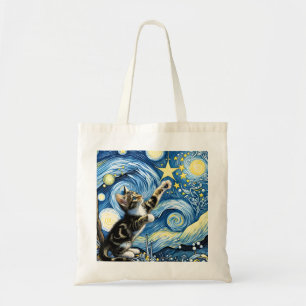 Bolso De Tela Jugador Starry Night Kitten Blue