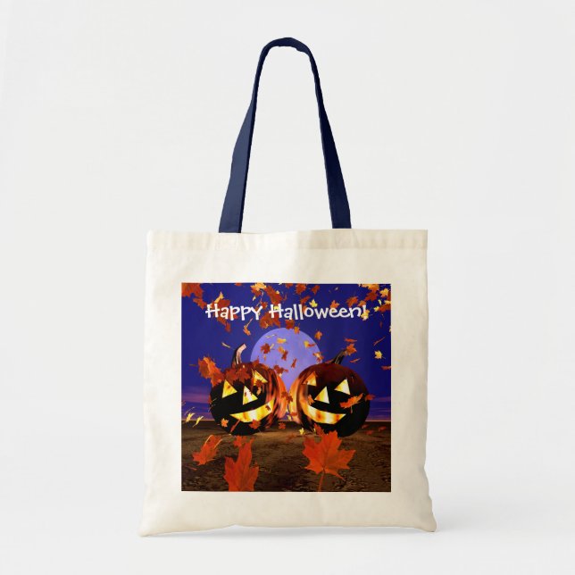 Bolso De Tela Jugando las calabazas de Halloween (Frente)