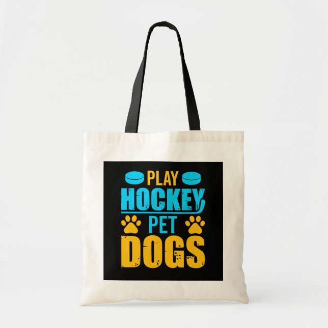 Bolso De Tela Jugar a los perros Mascotas de hockey (Frente)