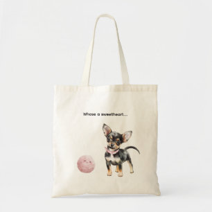 Bolso De Tela Juguete de pelota rosa para perro negro dulce