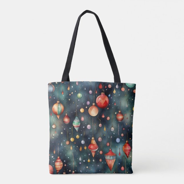 Bolso De Tela Juguetes de vacaciones, Navidades Decoración acuar (Reverso)
