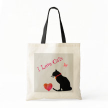 Jumbo Me Encantan Los Gatos Tote Gráfico Rojo Y Bl
