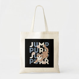Bolso De Tela Jump Purr Jump: Playful Cat Design con arte divert