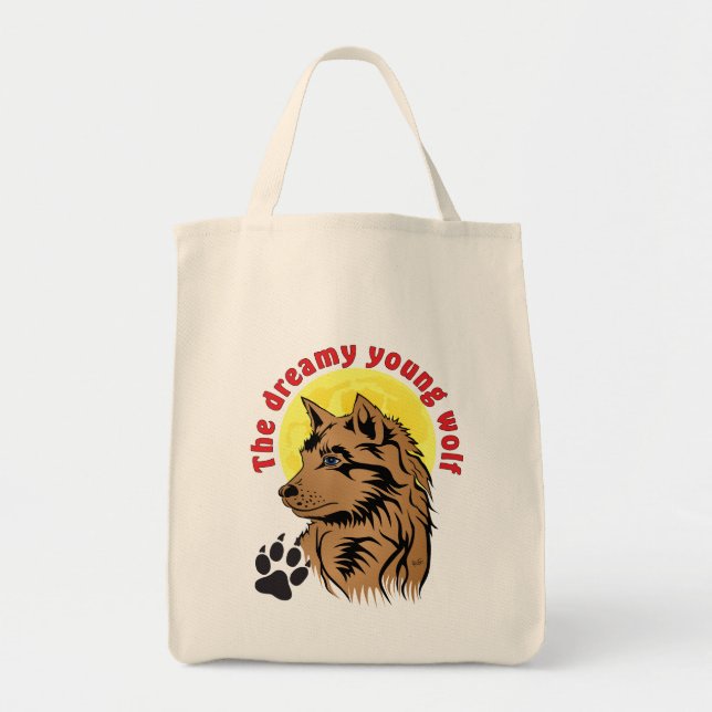 Bolso De Tela junger träumender Wolf (Frente)