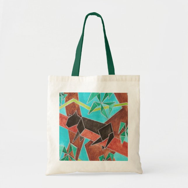 Bolso De Tela Jungle Panther Original Abstract Art (Frente)