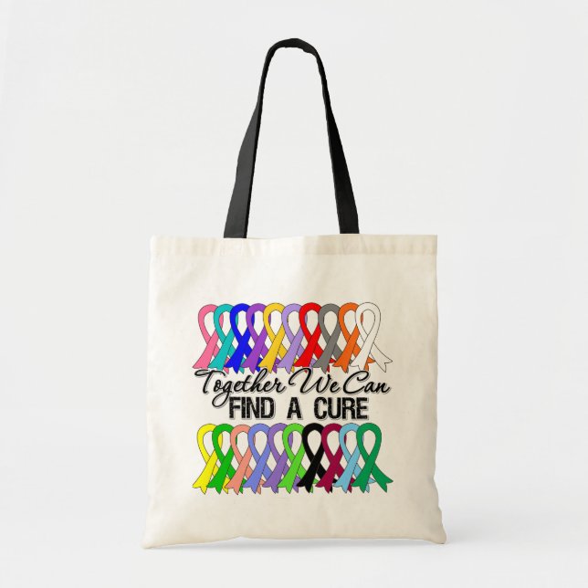 Bolso De Tela Juntos podemos encontrar cintas para curar el cánc (Frente)