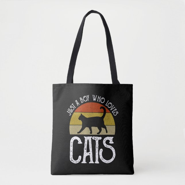 Bolso De Tela Just A Boy Who Loves Cats (Anverso)