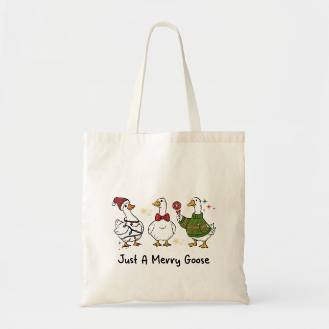 Bolso De Tela Just A Merry Goose Festive Holiday Design (Frente)