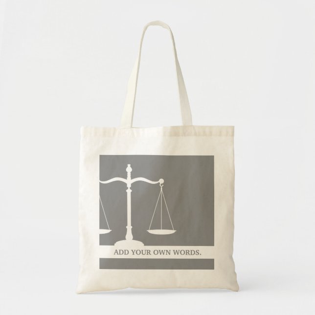 Bolso De Tela Justicia Escala Personalizado Texto Ley Temática (Frente)
