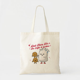 Bolso De Tela Justo Aquí Para La Leche Y Las Galletas De Tote Va